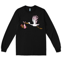Stork With Black Baby Girl Long Sleeve Tee | Teevron