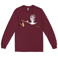 Burgundy stork with black baby girl Long Sleeve Tee - BarkalooDesign