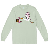 Matcha stork with black baby girl Long Sleeve Tee - BarkalooDesign