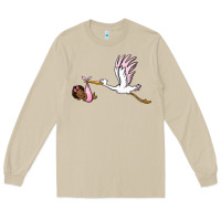Mushroom stork with black baby girl Long Sleeve Tee - BarkalooDesign