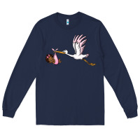 Navy stork with black baby girl Long Sleeve Tee - BarkalooDesign