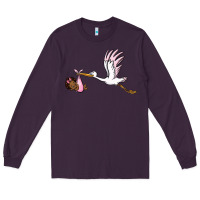 Plum stork with black baby girl Long Sleeve Tee - BarkalooDesign