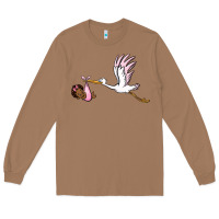 Toasted Coconut stork with black baby girl Long Sleeve Tee - BarkalooDesign