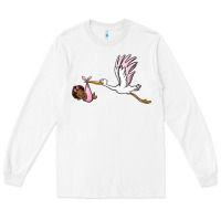 White stork with black baby girl Long Sleeve Tee - BarkalooDesign