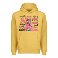 Antique Gold breast cancer ribbons with cancer words Premium Hoodie - AdoDesignShop