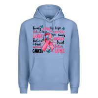 Colony Blue breast cancer ribbons with cancer words Premium Hoodie - AdoDesignShop