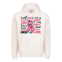Pale Pink breast cancer ribbons with cancer words Premium Hoodie - AdoDesignShop