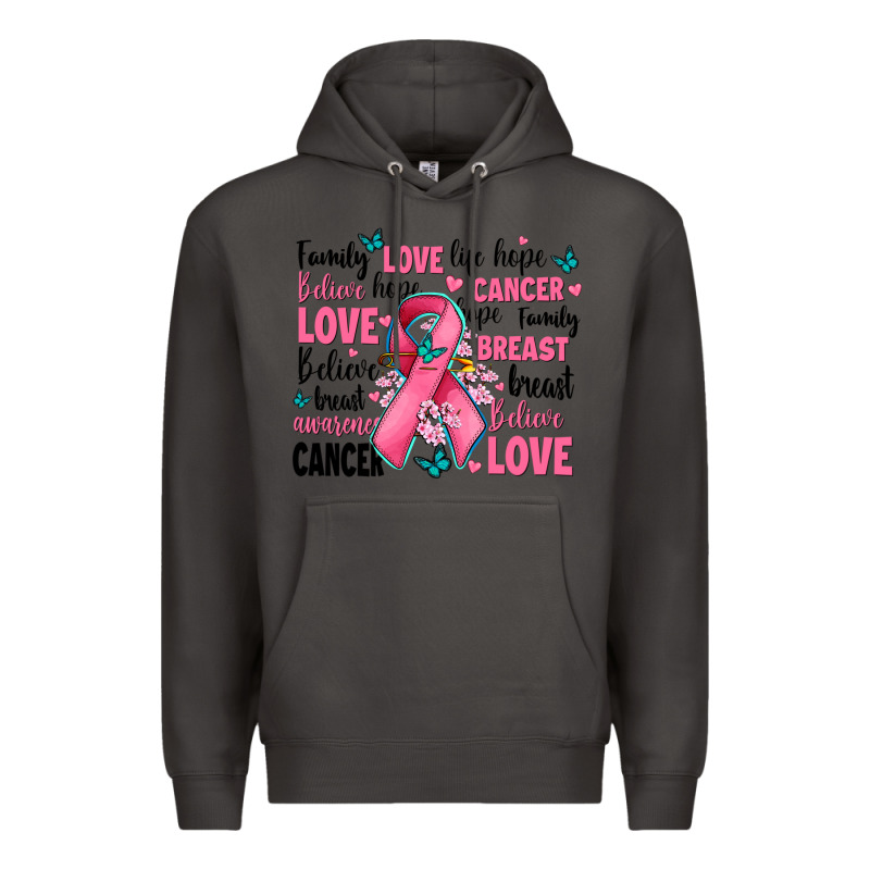 Breast Cancer Ribbons With Cancer Words Premium Hoodie by AdoDesignShop | Teevron