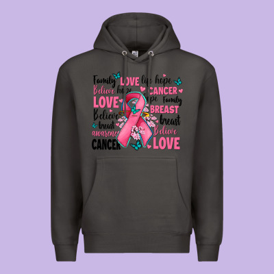 Breast Cancer Ribbons With Cancer Words Premium Hoodie Designed By Adodesignshop
