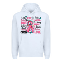 White breast cancer ribbons with cancer words Premium Hoodie - AdoDesignShop