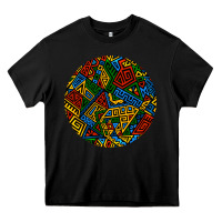 Black african fabric pattern round earrings 3 Heavy Core Tee - BundleAndBundleShop