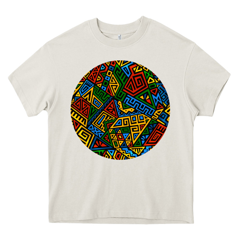 African Fabric Pattern Round Earrings 3 Heavy Core Tee by BundleAndBundleShop | Teevron
