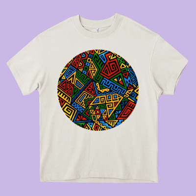 African Fabric Pattern Round Earrings 3 Heavy Core Tee Designed By Bundleandbundleshop