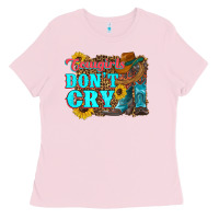 Cowgirls Don't Crty Boots Hat Sunflowers Ladies Tee | Teevron