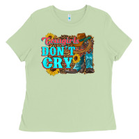 Matcha cowgirls don't crty boots hat sunflowers Ladies Tee - Artiststas