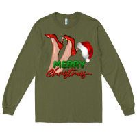 Army Green merry Christmas heels Long Sleeve Tee - BarkalooDesign