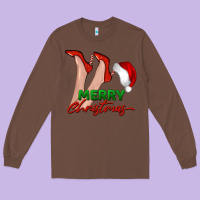 Merry Christmas Heels Long Sleeve Tee Designed By Barkaloodesign