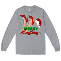 Heather Grey merry Christmas heels Long Sleeve Tee - BarkalooDesign
