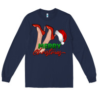 Navy merry Christmas heels Long Sleeve Tee - BarkalooDesign