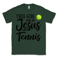 Sports Green this girl runs on jesus and tennis Classic Tee - DesigneFamous