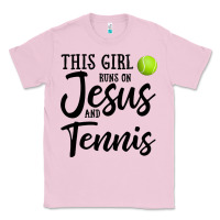 Bubblegum Pink this girl runs on jesus and tennis Classic Tee - DesigneFamous