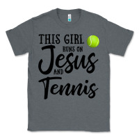 Charcoal Heather this girl runs on jesus and tennis Classic Tee - DesigneFamous