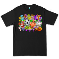 Black Spooky Vibes Ghost Premium Tee - CowhideDigitalArt
