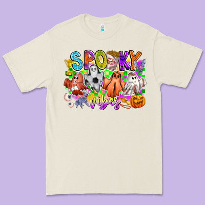 Spooky Vibes Ghost Premium Tee Designed By Cowhidedigitalart