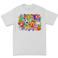 Dove Grey Spooky Vibes Ghost Premium Tee - CowhideDigitalArt