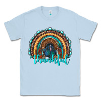 Dusty Blue western thanksgiving rainbow with turkey Classic Tee - RanaPortraitStore