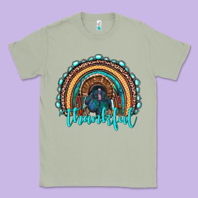 Western Thanksgiving Rainbow With Turkey Classic Tee Designed By Ranaportraitstore