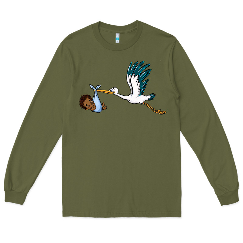 Stork With Black Baby Boy Long Sleeve Tee by BarkalooDesign | Teevron