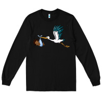 Black stork with black baby boy Long Sleeve Tee - BarkalooDesign
