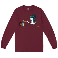 Burgundy stork with black baby boy Long Sleeve Tee - BarkalooDesign