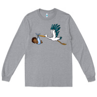 Heather Grey stork with black baby boy Long Sleeve Tee - BarkalooDesign