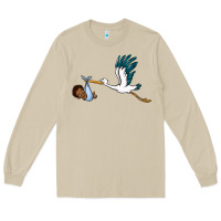 Mushroom stork with black baby boy Long Sleeve Tee - BarkalooDesign