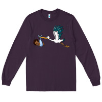 Plum stork with black baby boy Long Sleeve Tee - BarkalooDesign