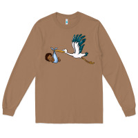 Toasted Coconut stork with black baby boy Long Sleeve Tee - BarkalooDesign