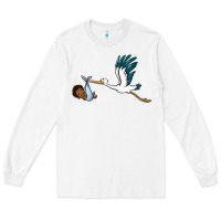 White stork with black baby boy Long Sleeve Tee - BarkalooDesign
