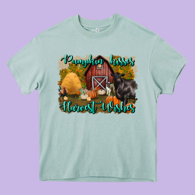 Pumpkin Kisses Harvest Wishes Heavy Core Tee Designed By Bundleandbundleshop