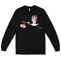 Black stork with baby girl Long Sleeve Tee - BarkalooDesign
