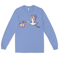 Colony Blue stork with baby girl Long Sleeve Tee - BarkalooDesign