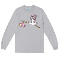 Moon Dust stork with baby girl Long Sleeve Tee - BarkalooDesign