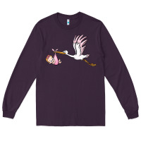 Plum stork with baby girl Long Sleeve Tee - BarkalooDesign