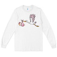 White stork with baby girl Long Sleeve Tee - BarkalooDesign