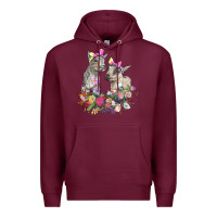 Burgundy floral baby goats Premium Hoodie - RanaPortraitStore