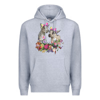 Heather Grey floral baby goats Premium Hoodie - RanaPortraitStore