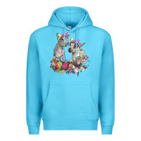 Ocean Blue floral baby goats Premium Hoodie - RanaPortraitStore