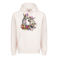 Pale Pink floral baby goats Premium Hoodie - RanaPortraitStore