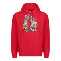 Red floral baby goats Premium Hoodie - RanaPortraitStore